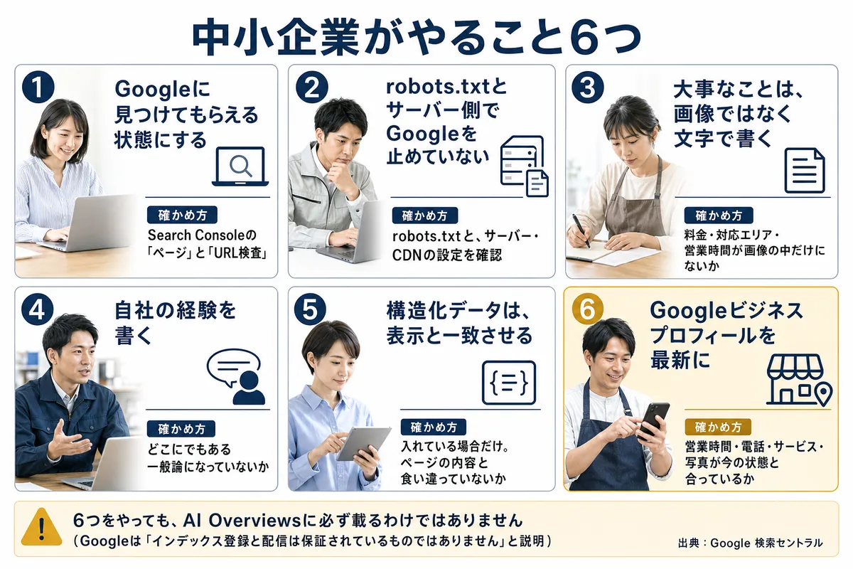 中小企業がやること6つと、それぞれの確かめ方