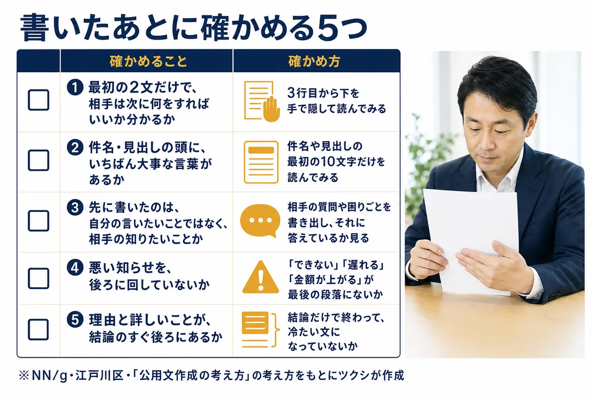 書いたあとに確かめる5つのチェックリストと確かめ方